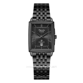 Alexandre Christie Slim Elegance AC 8708 LD BIPBA Black Dial Black Stainless Steel Strap