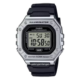 CASIO W-218HM-7AVDF Black Silver Resin Strap