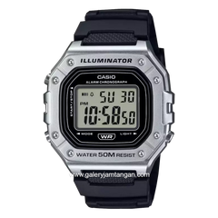 CASIO W-218HM-7AVDF Black Silver Resin Strap