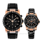 Alexandre Christie Couple AC 6141 MC/BF Blackrosegold Chronograph Stainless Steel Strap