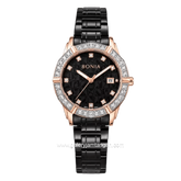 BONIA ROSSO BNR10988-2037S Black Ring Rosegold Stainless Steel Strap