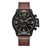 Alexandre Christie Chronograph AC 6280 GCLIPBAIV Men Black Dial Brown Leather Strap