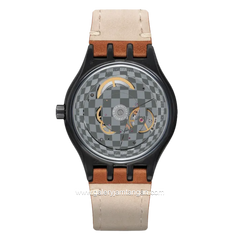 SWATCH YIB402 C1 Skeleton Brown Leather Swiss Made