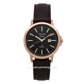 Alexandre Christie Primo Steel AC 1014 LD LRGDG Black Dial Dark Brown Leather Strap