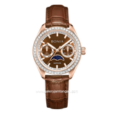 BONIA BNB10934-2542S Brown Rose Gold Dial Brown Leather Strap