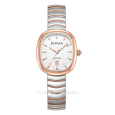 BONIA BNB10907-2612 Silver Rose Gold Dial White Stainless Steel Strap