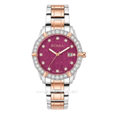 BONIA ROSSO BNR10988-2667S Silver Combi Rose Gold Dial Maroon Stainless Steel Strap