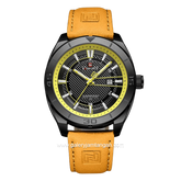 NAVIFORCE NF-9209 Tan Dial Black Leather Strap