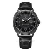 NAVIFORCE NF-8078 Black Grey Dial Black Leather Strap