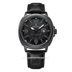 NAVIFORCE NF-8078 Black Grey Dial Black Leather Strap