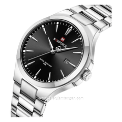 NAVIFORCE NF-9214 Silver Dial Black Stainless Steel