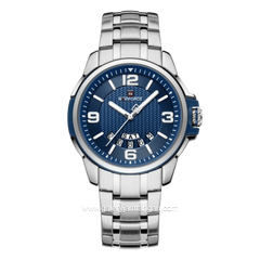 NAVIFORCE NF-9215 Silver Dial Blue Stainless Steel Strap