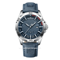NAVIFORCE NF-8023 Blue Silver Leather Strap