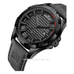 NAVIFORCE NF-8023 Grey Black Leather Strap