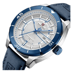 NAVIFORCE NF-9209 Blue Dial White Leather Strap