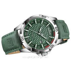 NAVIFORCE NF-8023 Green Silver Leather Strap