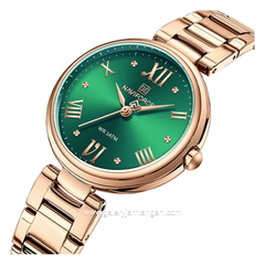 NAVIFORCE NF-5030 Rosegold Dial Green Stainless Steel Strap