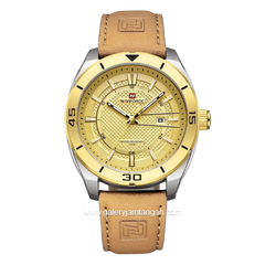 NAVIFORCE NF-9209 Light Brown Dial Gold Leather Strap