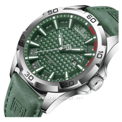 NAVIFORCE NF-8023 Green Silver Leather Strap