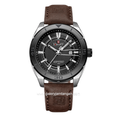 NAVIFORCE NF-9209 Brown Dial Black Leather Strap