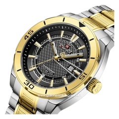 NAVIFORCE NF-9210 Silver Gold Dial Black Stainless Steel