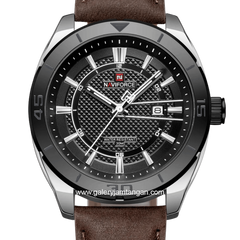 NAVIFORCE NF-9209 Brown Dial Black Leather Strap