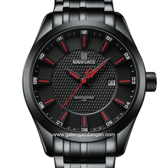NAVIFORCE NF-8032 Black Hour Marker Red Stainless Steel