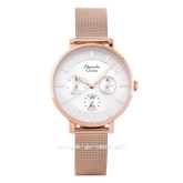 Alexandre Christie Passion AC 2A55 BF BRGSL Silver Dial Rose Gold Mesh Strap