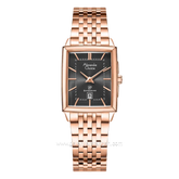 Alexandre Christie Slim Elegance AC 8708 LD BRGBA Black Dial Rose Gold Stainless Steel Strap