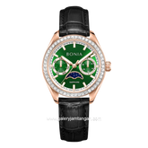 BONIA BNB10934-2592S Black Rose Gold Dial Green Leather Strap