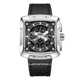 Alexandre Christie AC 3030 GC Black Silver Leather Strap