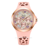 Alexandre Christie Multifunction AC 2B04 BF RRGPN Pattern Dial Pink Rubber Strap