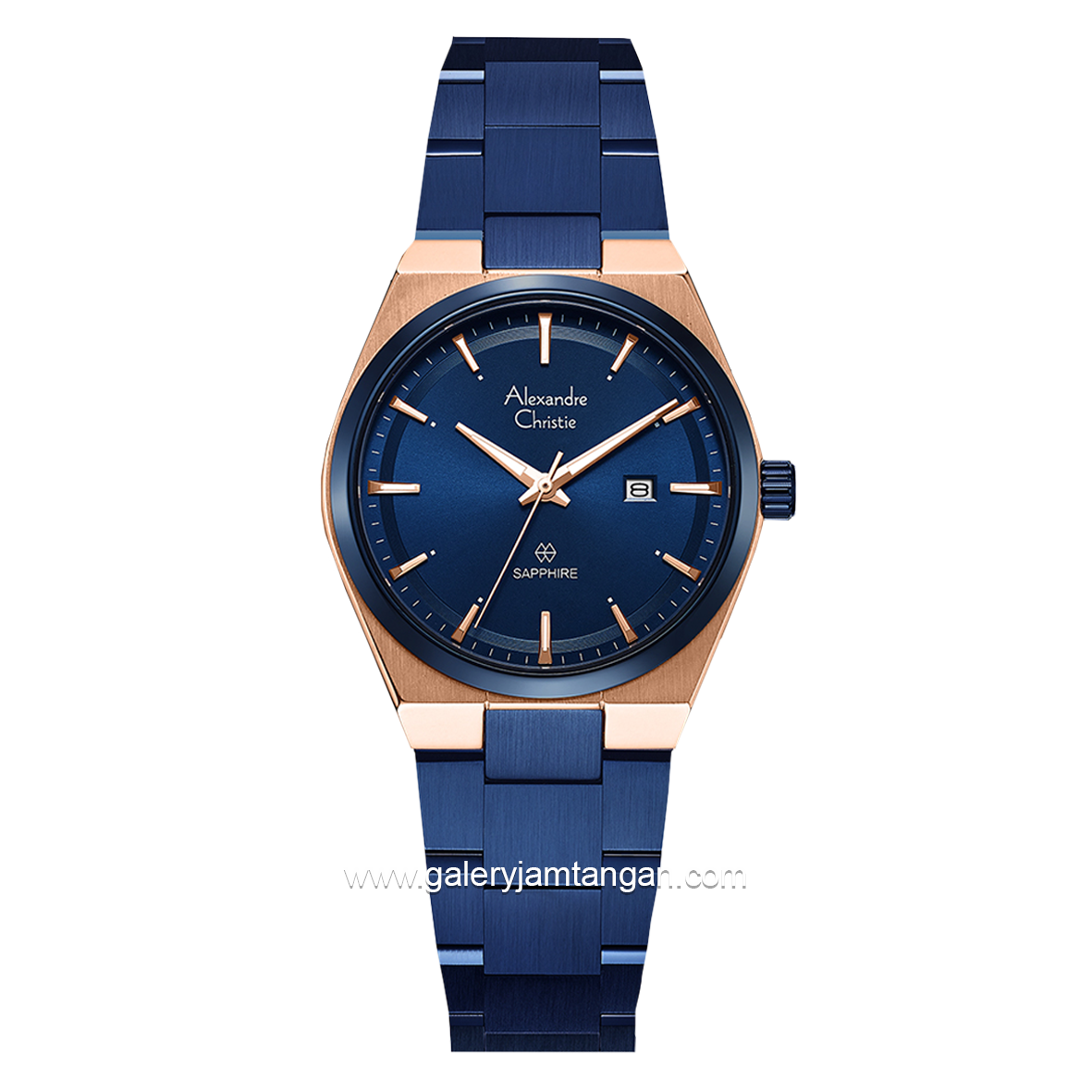 Alexandre Christie AC 8697 LD Blue Rosegold Shappire Stainless Steel