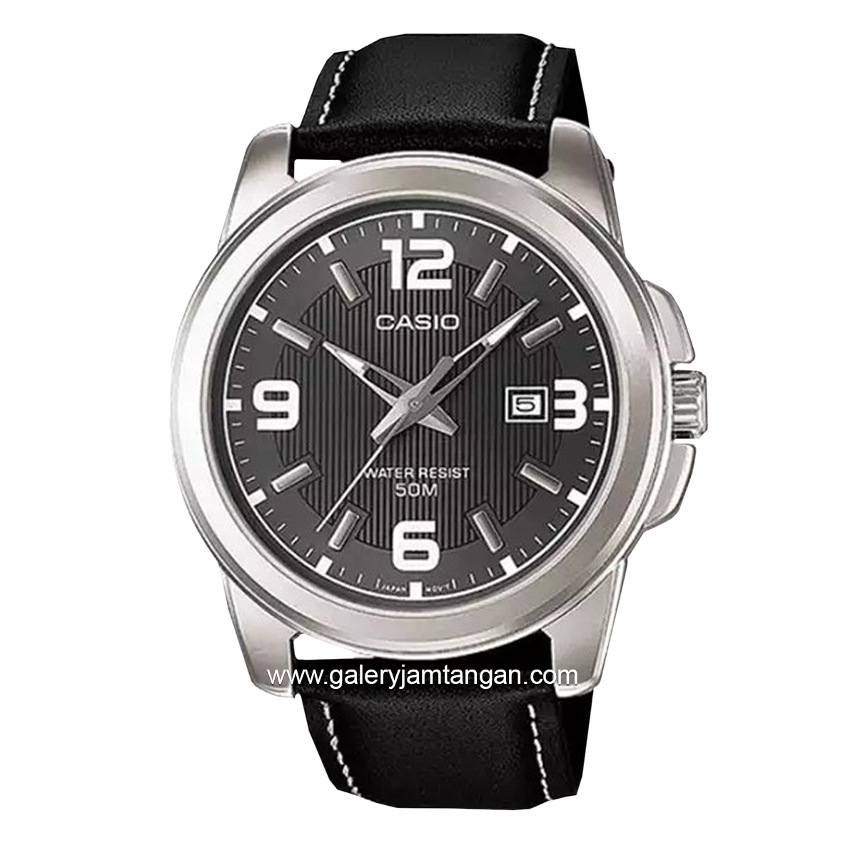 CASIO General MTP-1314L-8AVDF Black Silver Leather Strap