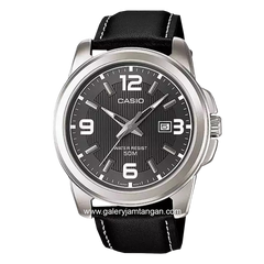 CASIO General MTP-1314L-8AVDF Black Silver Leather Strap