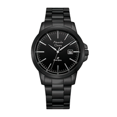 Alexandre Christie Primo Style AC 1008 MD & AC 1008 LD Black Hour Marker Silver Stainless Steel