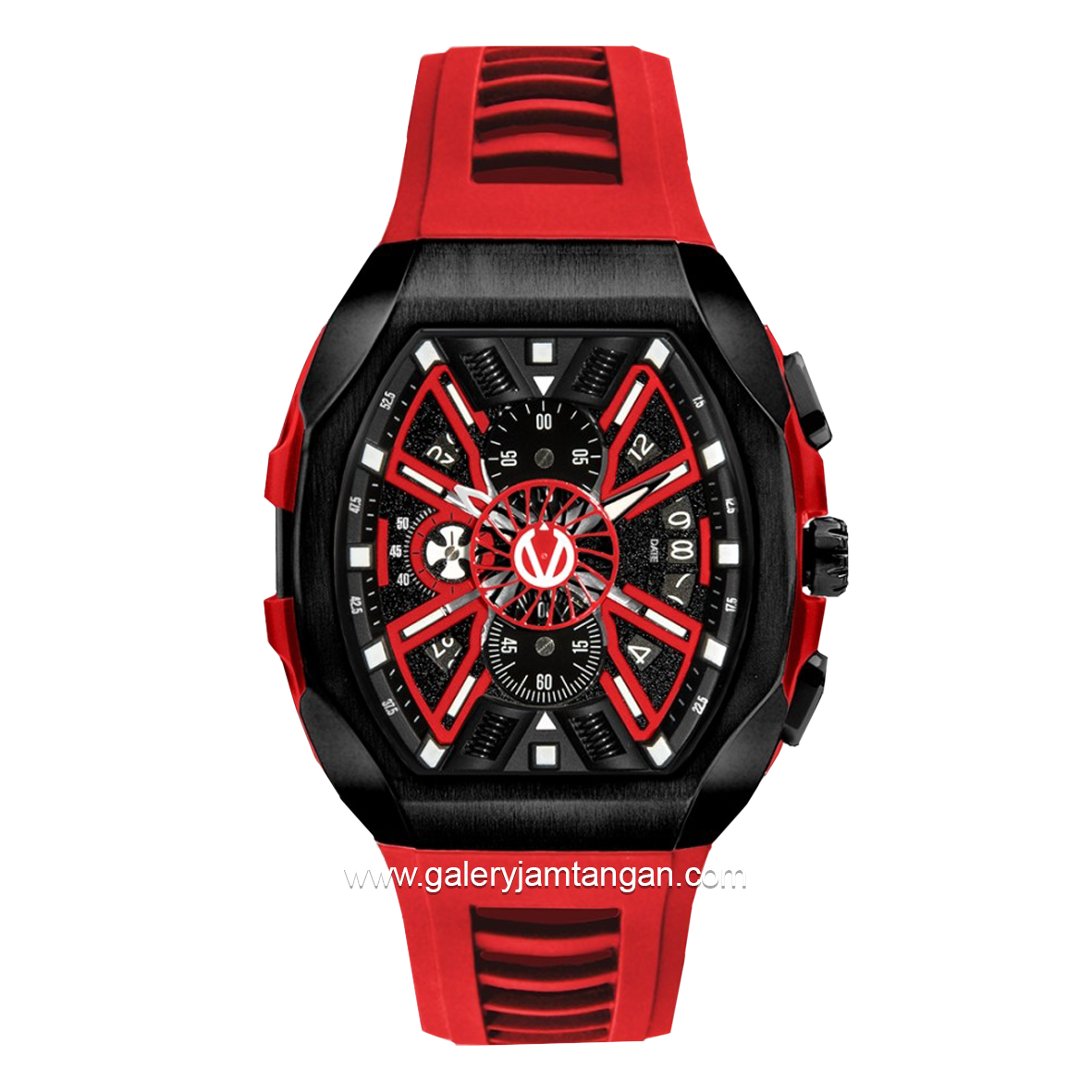 CHRIST VERRA CV 12080G-36 BLK/RED Limited Edition Red Black Rubber Strap