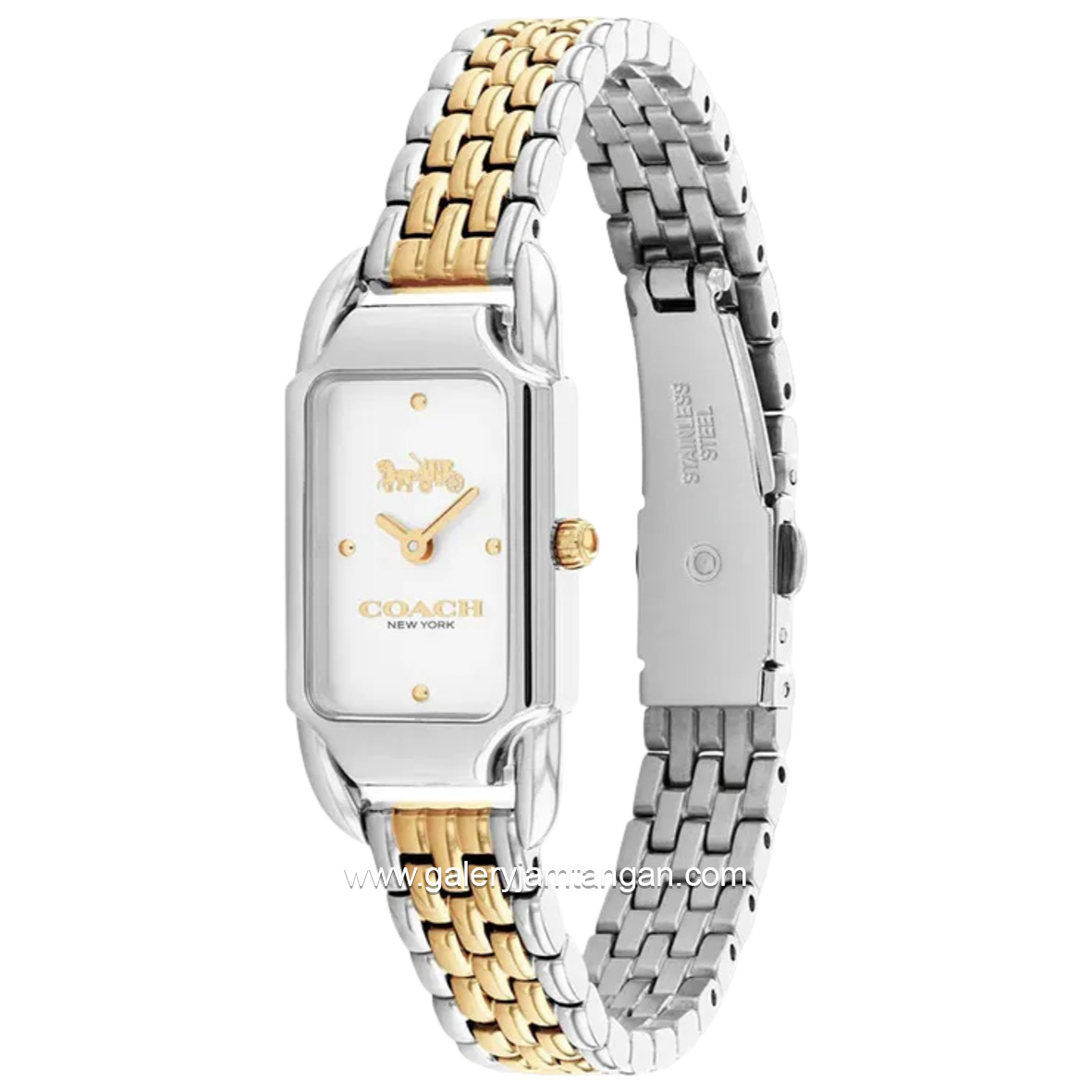 COACH 14504172 Cadie Silver Gold Dial White Stainless Steel Strap