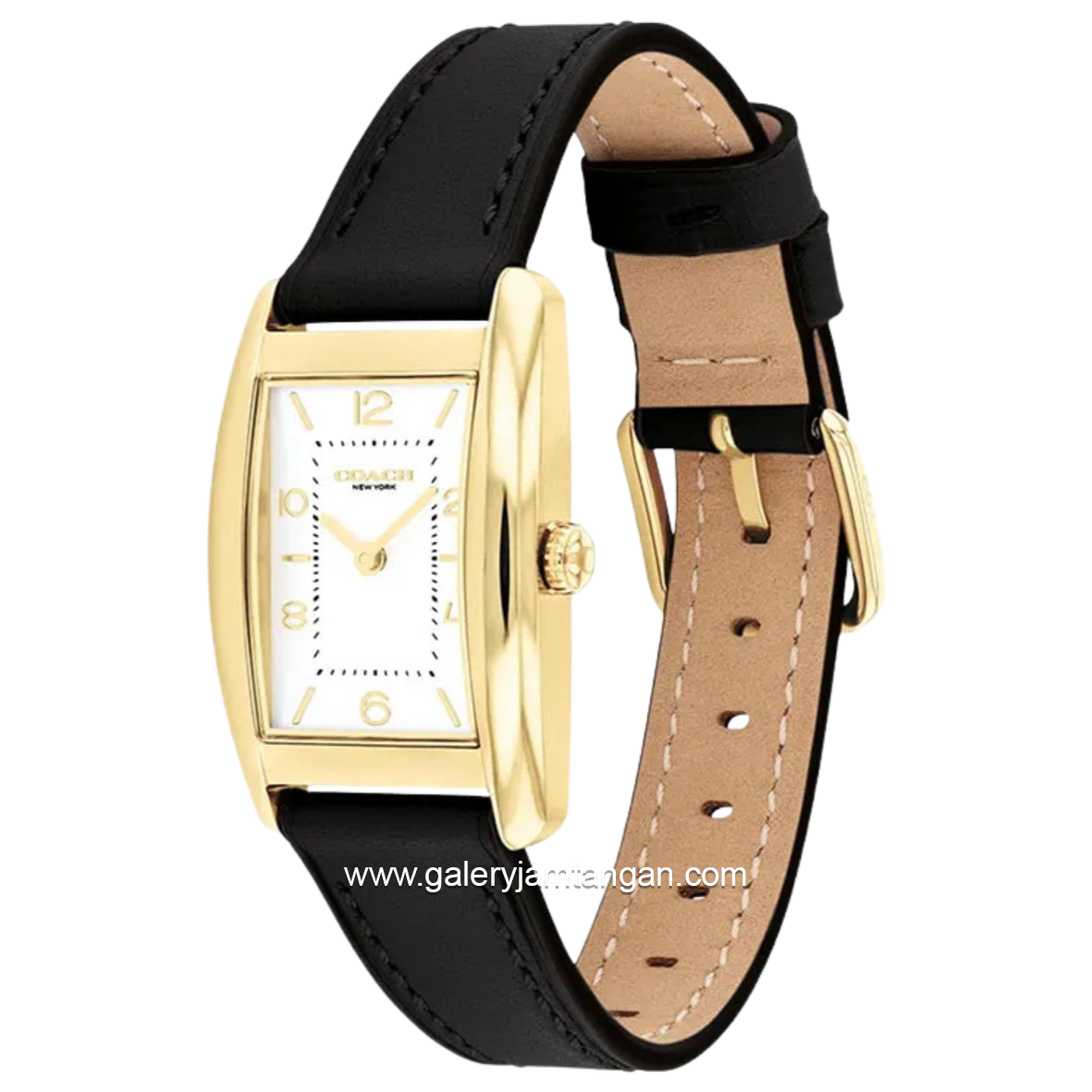 COACH RESSE 14504312 Black Dial White Leather Strap