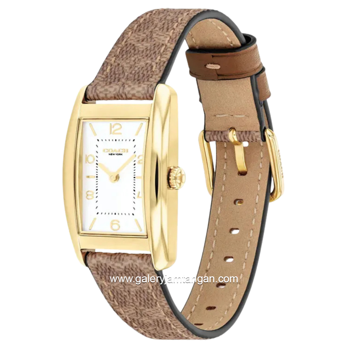 COACH 14504355 Reese Pattern Brown Dial White Leather Strap