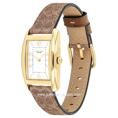 COACH 14504355 Reese Pattern Brown Dial White Leather Strap