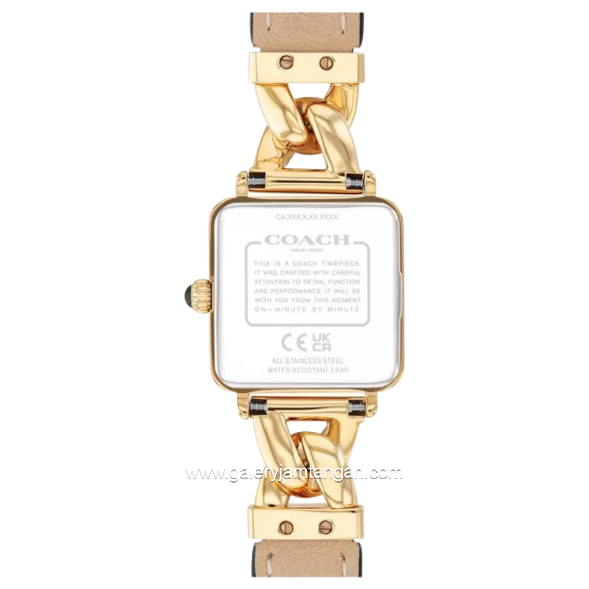 COACH CASS 14504356 Black Gold Dial Black Leather Strap