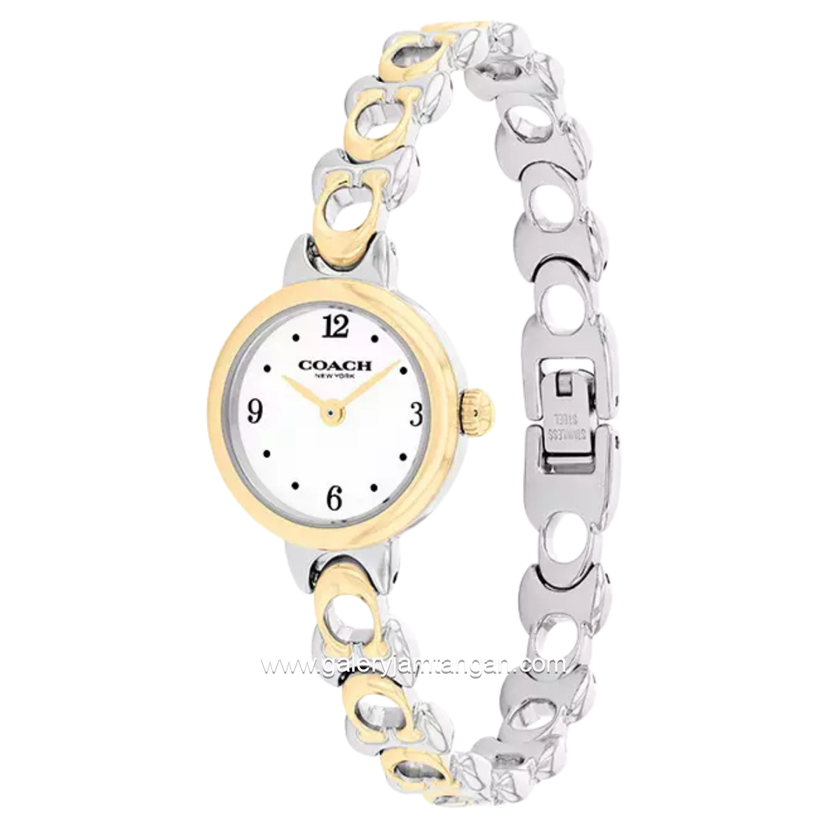 COACH 14504653 Iris Silver Gold Dial White Stainless Steel Strap