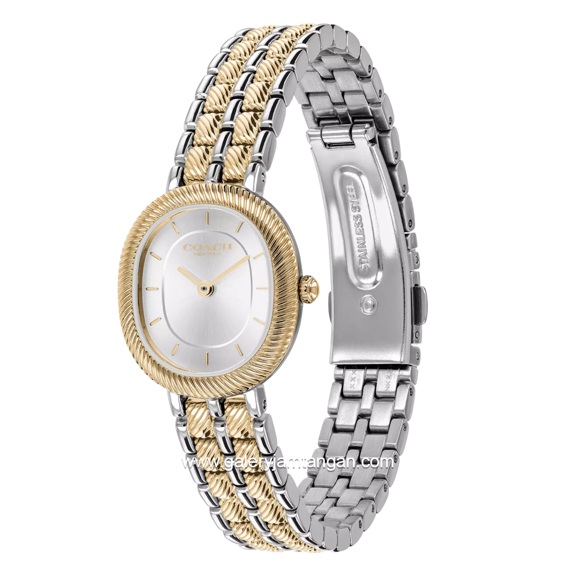 COACH HARLOW 14504701 Silver Combi Gold Stainless Steel Strap