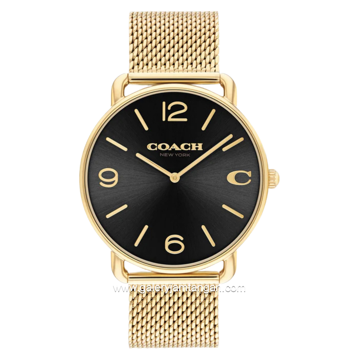 COACH ELLIOT 14602654 Gold Dial Black Stainless Steel Strap