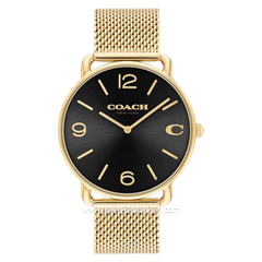 COACH ELLIOT 14602654 Gold Dial Black Stainless Steel Strap