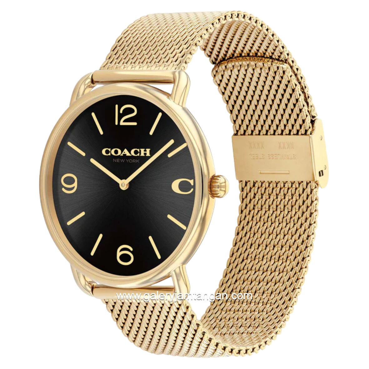 COACH ELLIOT 14602654 Gold Dial Black Stainless Steel Strap