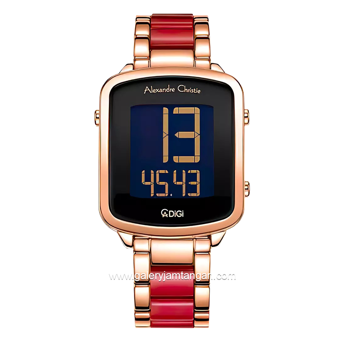 Alexandre Christie AC 9381 LH Red Rosegold Stainless Steel Free Leather Strap
