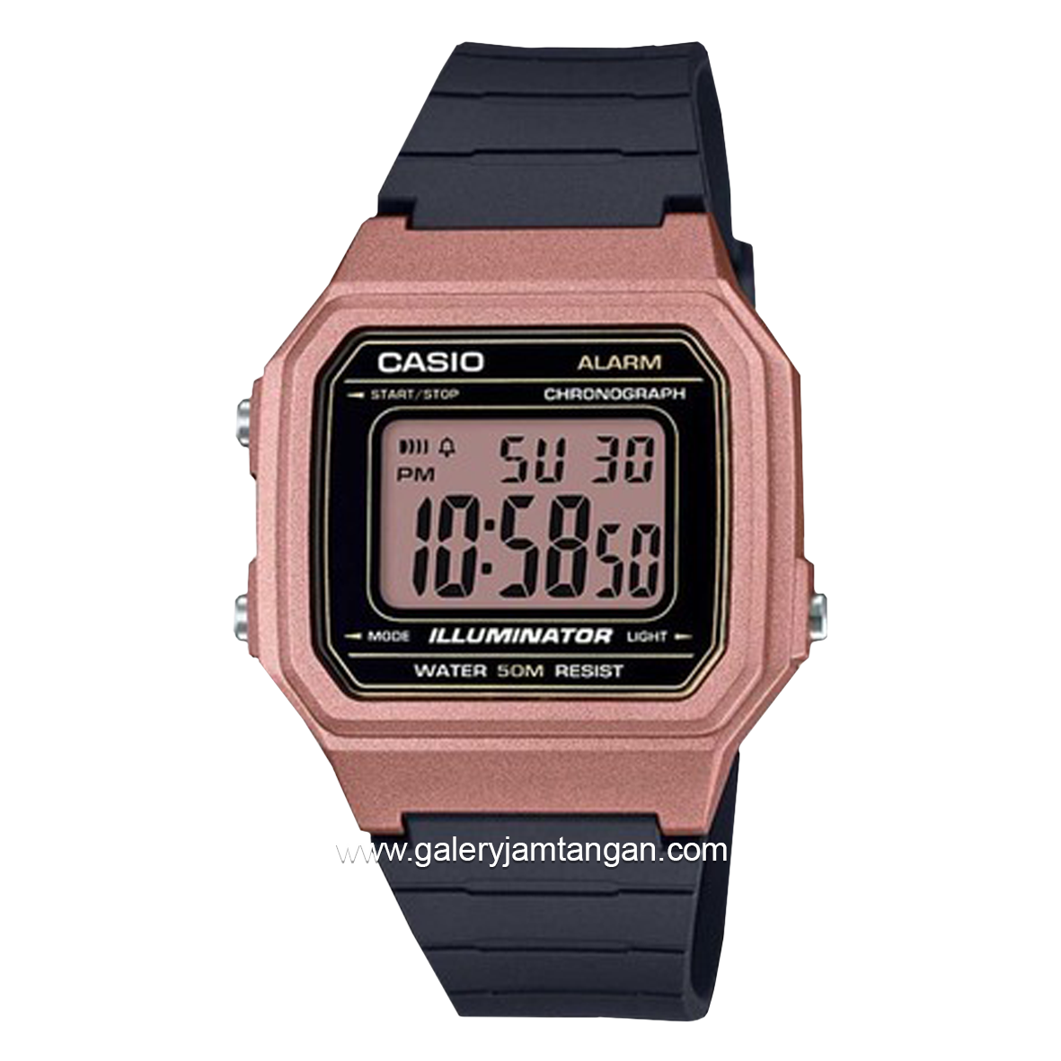 CASIO W-217HM-5AVDF Black Rosegold Resin Strap