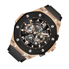 BENTLEY THE KNIGHT BL-25-00 Black Rosegold Dial Black Rubber Strap